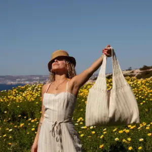 Alternative view of Marthe tote bag - vintage crochet fabric